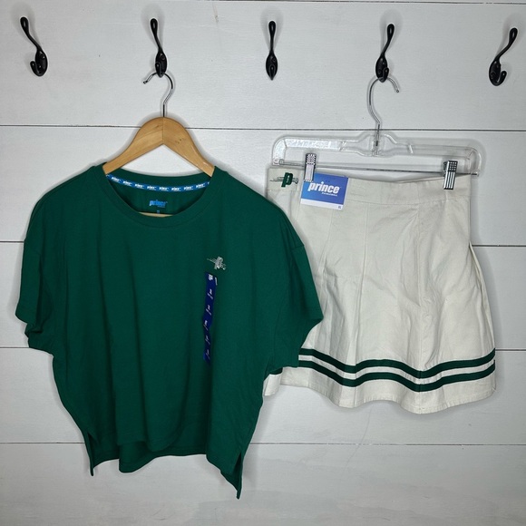 Prince Dresses & Skirts - NWT Prince Pickleball Green Crop Top Size XL and White Tennis Skirt Size XL Set
